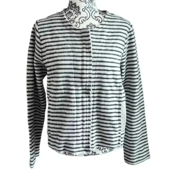 DOLAN by Anthropologie Moto Jacket  Brushed Fleece Grey White Stripe Women's Med - Picture 2 of 11